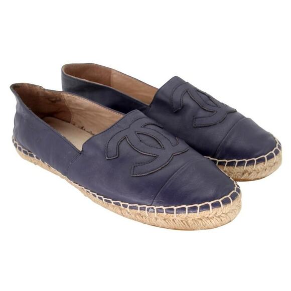 Chanel Espadrille Double Stacked 37 Leather Cc Flats CC-0712N-0017 - Picture 5 of 11